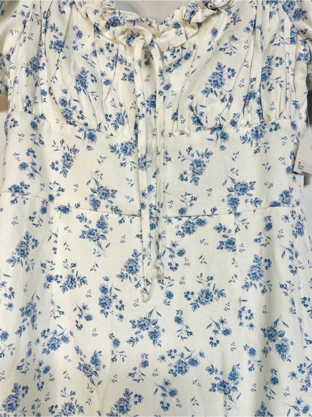 Altar'd State White Mini Dress with Blue Floral Print - NWT - Picture 5 of 12